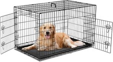Dog Crate 36 Inch Medium Double Door Portable Dog Cage Metal Wire Pet Kennel W/