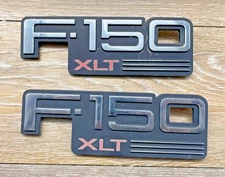 92-96 Ford F150 XLT Truck Front Fender Badge Emblem Logo Set OEM
