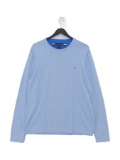 Tommy Hilfiger Men's Jumper XL Blue 100 Cotton Round Neck Pullover