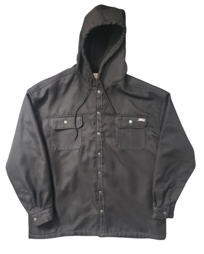 Canvas Hooded Shirt Jacket Black 