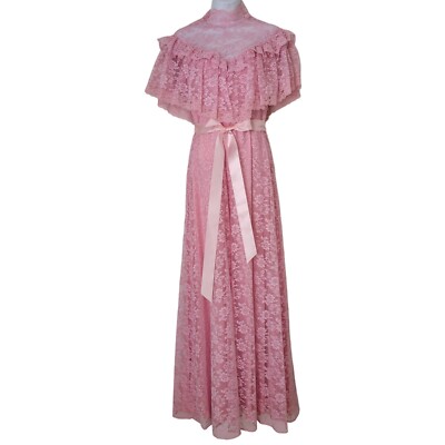 JC Penny 7/8 Pink Lace Vintage Dress Easter Prom Cosplay