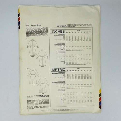 Stretch & Sew Nähmuster 1569 Dolman Kleid Gr. 30-46 Ann Person ungeschnitten - Bild 2 von 3