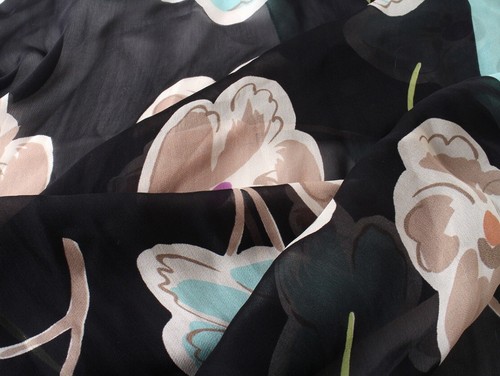 Beautiful ARMANI COLLEZIONI scarf, floral pattern, light blue and black - Picture 7 of 8