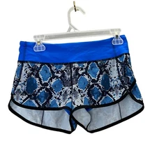 Lululemon Run Speed Shorts 4 Mini Ziggy Snake Caspian Pipe Dream Blue Snakeskin