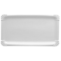 250 Teller, Einwegteller Pappteller Pappe [Ff] Eckig 18 Cm X 33 Cm Weiss
