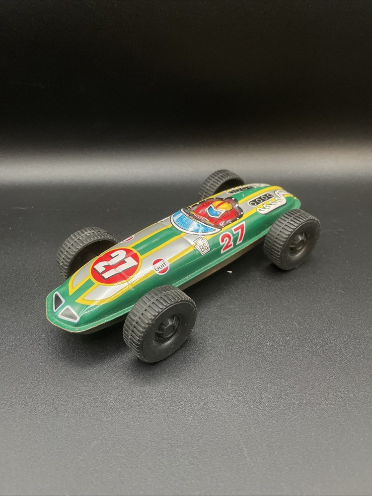 Vtg 1960s Tin Friction Race Car #27 GULF Toy Made in Japan -7