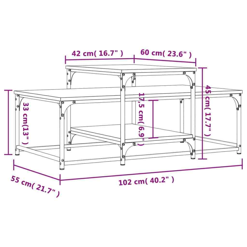 Coffee Table Smoked Oak 102x60x45 cm Engineered Wood - Picture 9 of 9