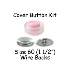 Size 60 (1 1/2 inch) Cover Buttons Starter Kit (makes 5) with Tool - Wire Backs 