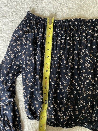 Brandy Melville Maura Navy White Floral Off Shoulder Cottagecore Boho Small / OS - 第 13/13 張圖片