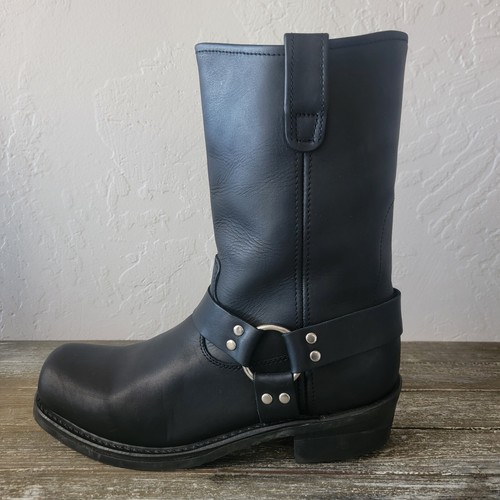 GEAR BOX Boots Mens Size 11D Black Leather Harness Biker Motorcycle 9115 Sq Toe - Picture 10 of 24