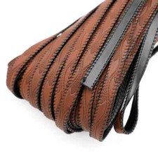 2m 10mm PU Leather Rope Cord Flat Embossed Strip Bracelet Crafting Material DIY