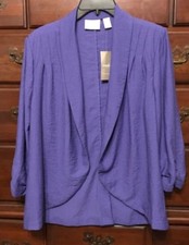 Chico's Han Purple Crinkle Shine Drape Front Jacket Size 1 8/10  NWT
