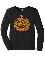 Halloween Pumpkin Typography Youth Long Sleeve T-Shirt Jack-O-Lantern