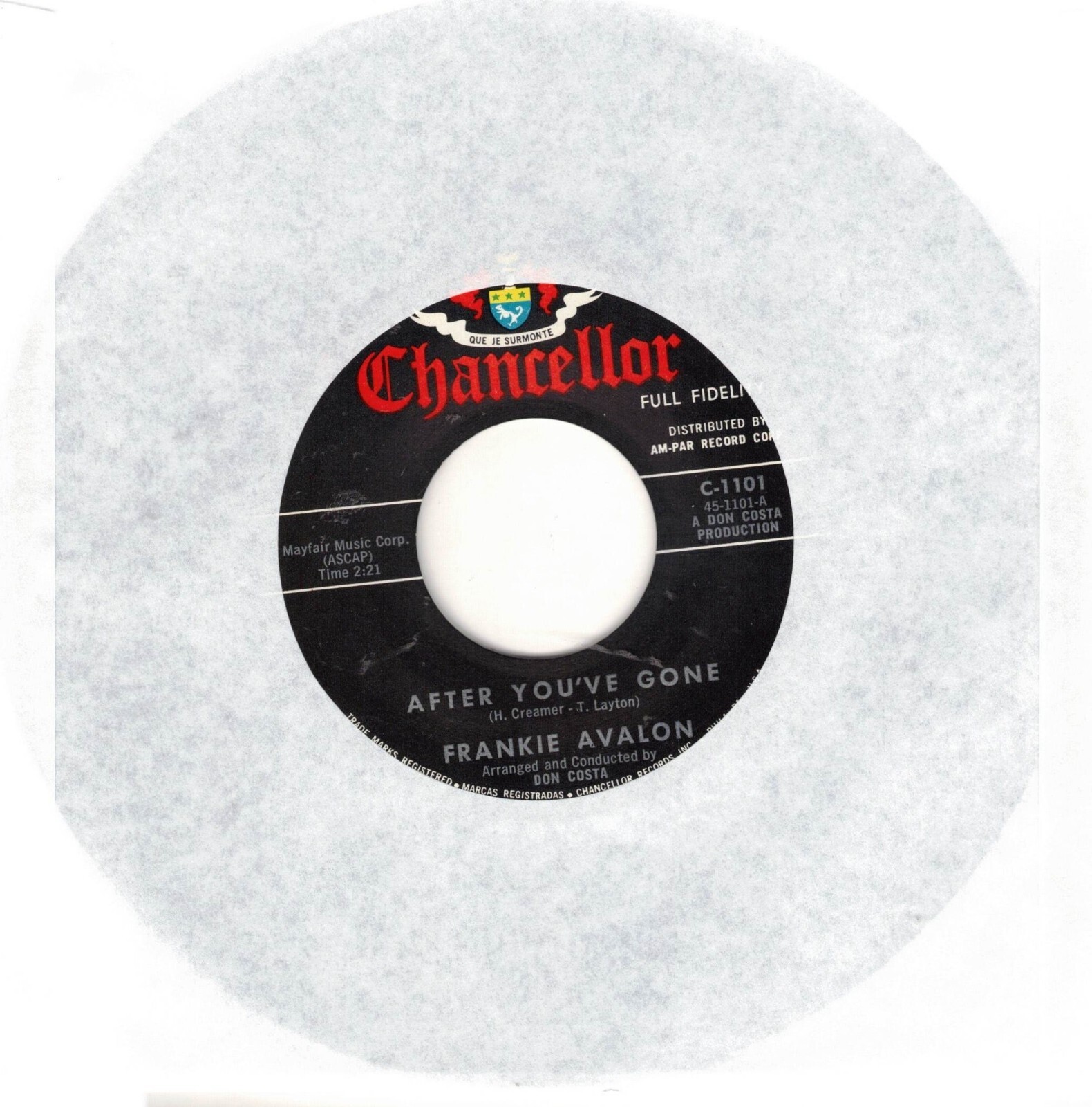 Frankie Avalon Chancellor Records After Youve Gone Mint Minus Condition Vinyl