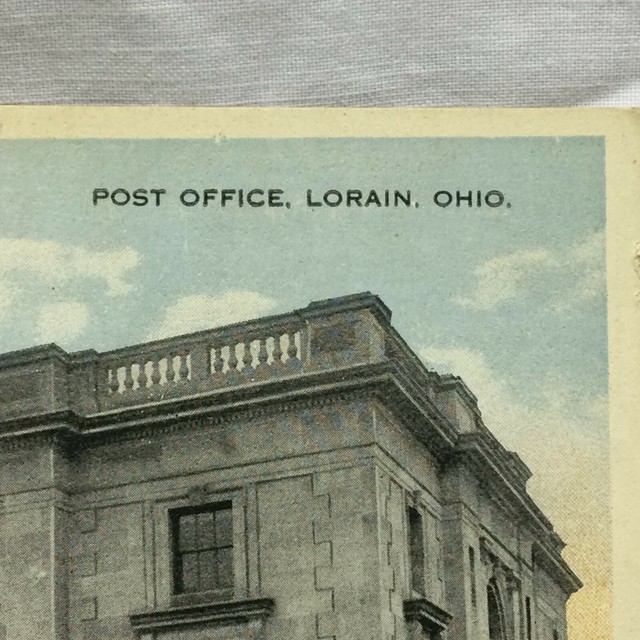 Vintage Postcard Lorain Ohio Post Office Scene Unused Commercialchrome