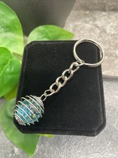 3.5" Stainless Steel 1" Caged Marble Pendant Keychain New Free Ship A1495