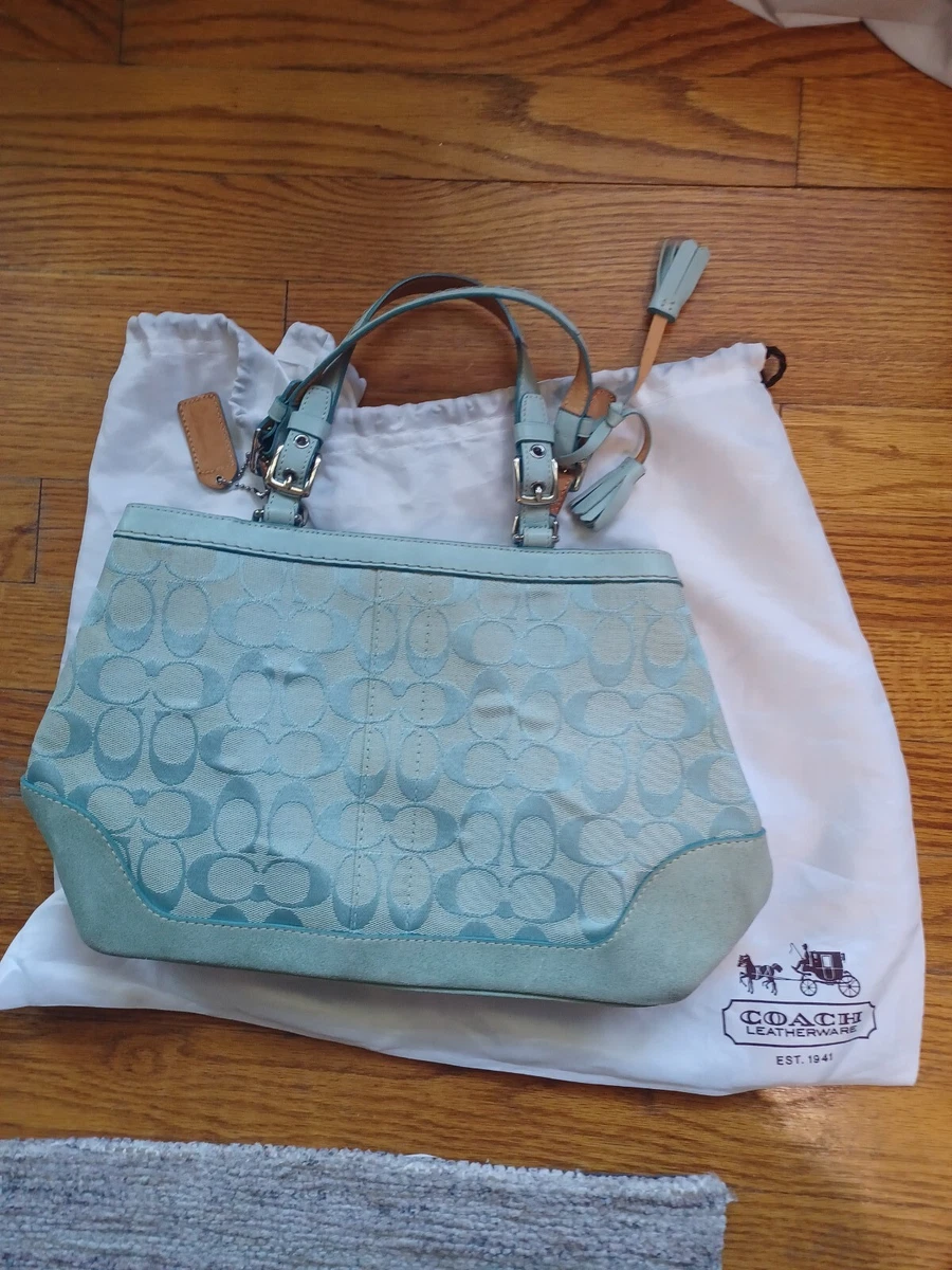 Coach Monogram C & Light Blue Leather Handbag - Gem