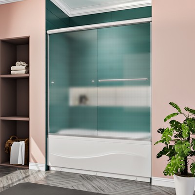 Download ELEGANT 60"W Bypass Semi-Frameless Sliding Shower Door with 1/4" Frosted Glass | eBay