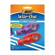 BIC Wite-Out Mini Correction Tape WHT 2/Pk Film Based 19.8 ft School Office Home