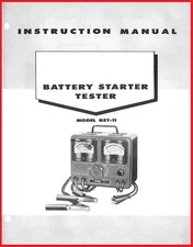 Owners Instruction Manual Sun Electric Co. Battery Starter Tester Bst-11 Bst11