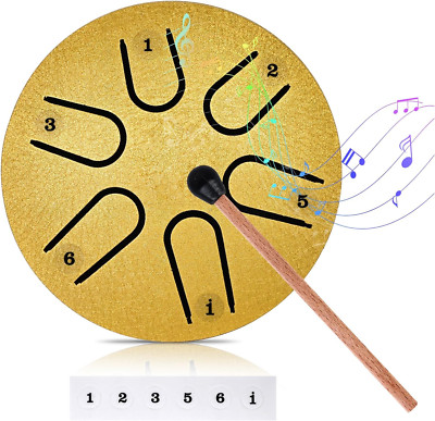 Tongue Drum: Mini Handpan Drum Mit Drumstick, Mini Zungentrommel 3 Zoll 6 Töne S