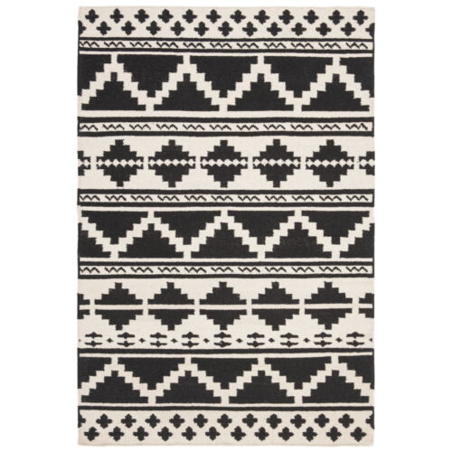SAFAVIEH Dhurries DHU110A Handwoven Black / Ivory Rug - Picture 10 of 17