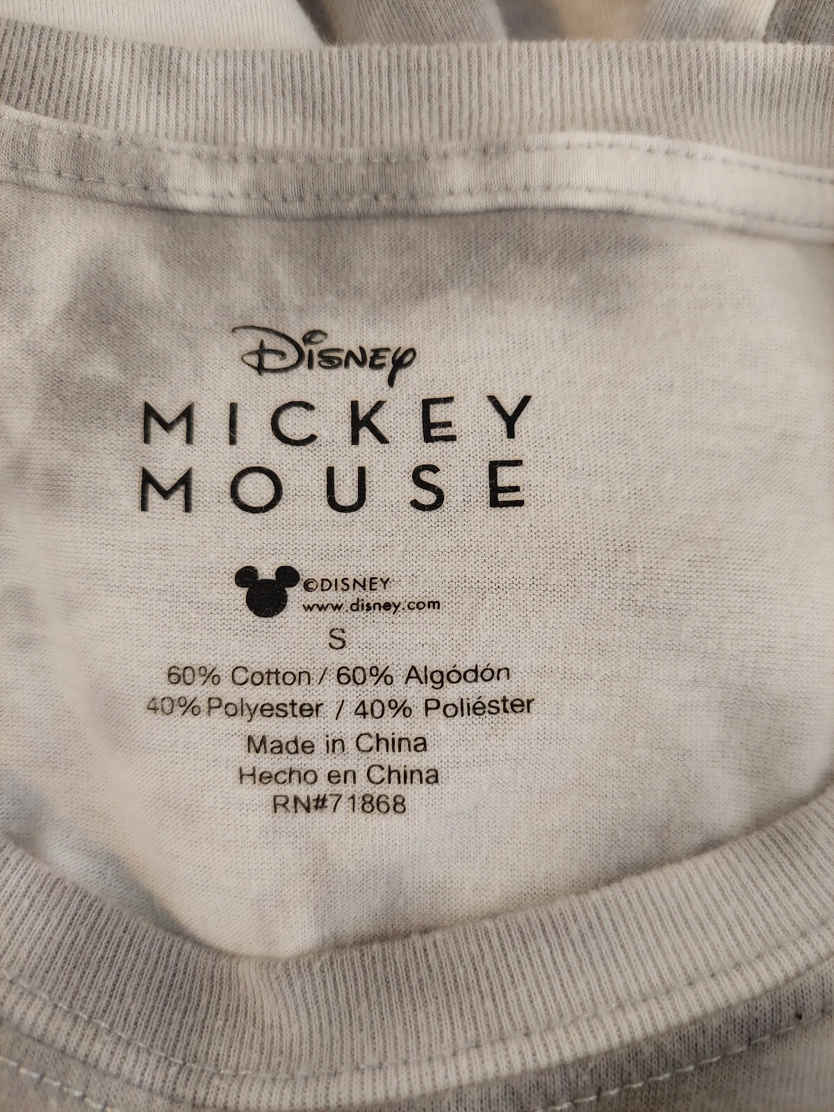 DISNEY Mickey Mouse Crop Top Tie Dye Gray Muted Sz Small EUC Full Mickey