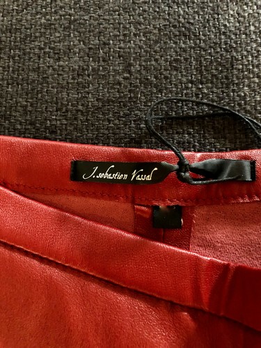 luxe legging cuir agneau rouge stretch J. SEBASTIEN VASSAL taille W26 #550€ - Picture 4 of 5