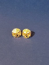 14K Yellow Gold Sand Dollar Earrings 0.5g