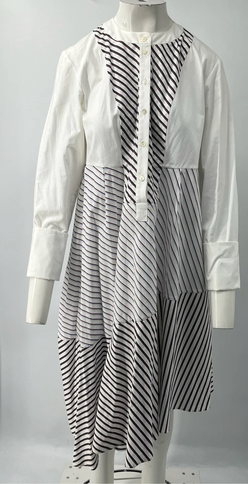 Vestido Camisa Midi Asimétrico a Rayas Multicolor Talla 42 Foto 2 de 4