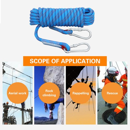 Strapazierfähiges Kletterseil Schnur 10 m Outdoor Sicherheit Einsatz Notfall 10 mm blau UK
