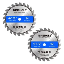 	2-Pack 4 1/2" Circular Saw Blades 24T & 40T Carbide Tipped for Wood & Plastic	
