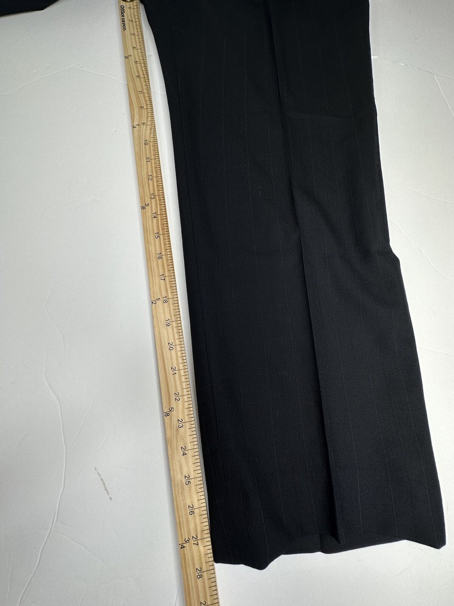 CHRISTIAN DIOR Men Pin Stripe Pleated Slacks Trousers Black CHRISTIAN DIOR Men Pin Stripe Pleated Slacks Trousers Black
