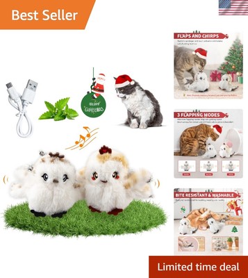 Flapping Bird Cat Toys Lifelike Sandpiper Chirp Tweet Interactive Cat Toy, Re...