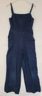 Ella Moss Dark Wash Wide Leg Denim Jean Overalls Jumpsuit Size 30 (Z3) 