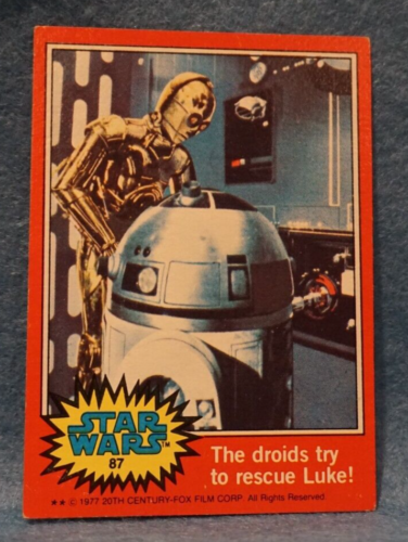 1977 Topps Star Wars #87 I droidi cercano di salvare Luke! - Foto 1 di 2