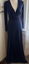 EUC Lulu’s Long Sleeve Deep-V Navy Maxi Dress XS