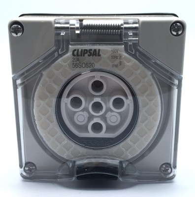 Clipsal 56SO520 Socket Outlet 5 Round Pin 20A 500VAC Grey