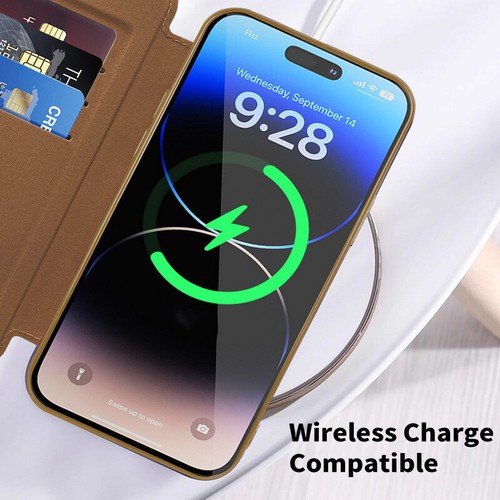 Etui na iPhone 16 15 14 Pro Max 13 Skórzany portfel Magnetyczny Magsafe Flip Cover - Zdjęcie 7 z 19