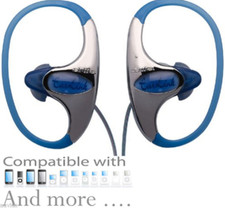 Aiwa Sport Exercise Workout Headphones for iPod iPhone iPhone 4 CD MP3 Blue