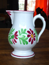 ANCIEN PICHET EN FAIENCE DE LUNEVILLE DECOR FLORAL ARTS DE LA TABLE COLLECTION