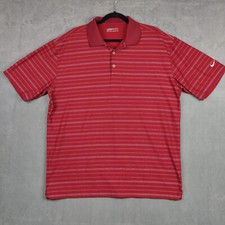 Nike Golf Polo Shirt Mens XL Red Striped Short Sleeve FitDry Performance Stretch