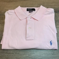 Polo Ralph Lauren Mens Polo Shirt Size Large Pink Cotton Longtail Vintage B5