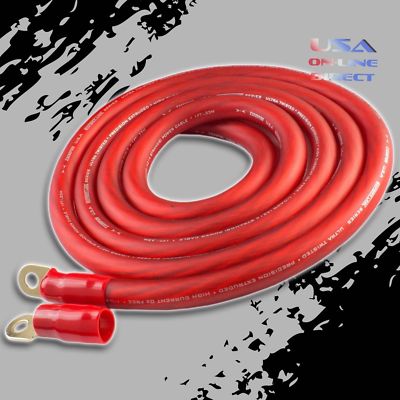 0 Gauge 25 feet RED Power 100% OFC Wire Strands Copper Marine Cable 1/0 AWG USA