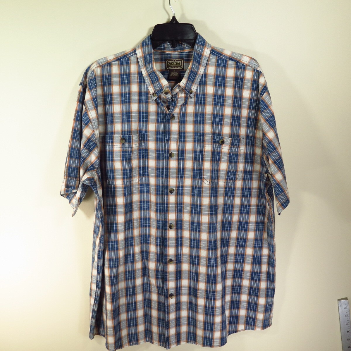 Men's Plus Size Plaid Button Up Short Sleeve Shirt