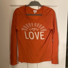 Sundry Women Top 2 Medium Orange Summer of Love Graphic Long Sleeve Made in USA