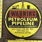 Vintage Porcelain Oil Field Sign - Warning Petroleum Pipeline - OXY NGL Inc.