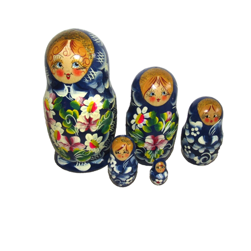 Russian Nesting Dolls Signed CH Matryoshka 5 figures Hand Painted 5.75" tall - Picture 3 of 4