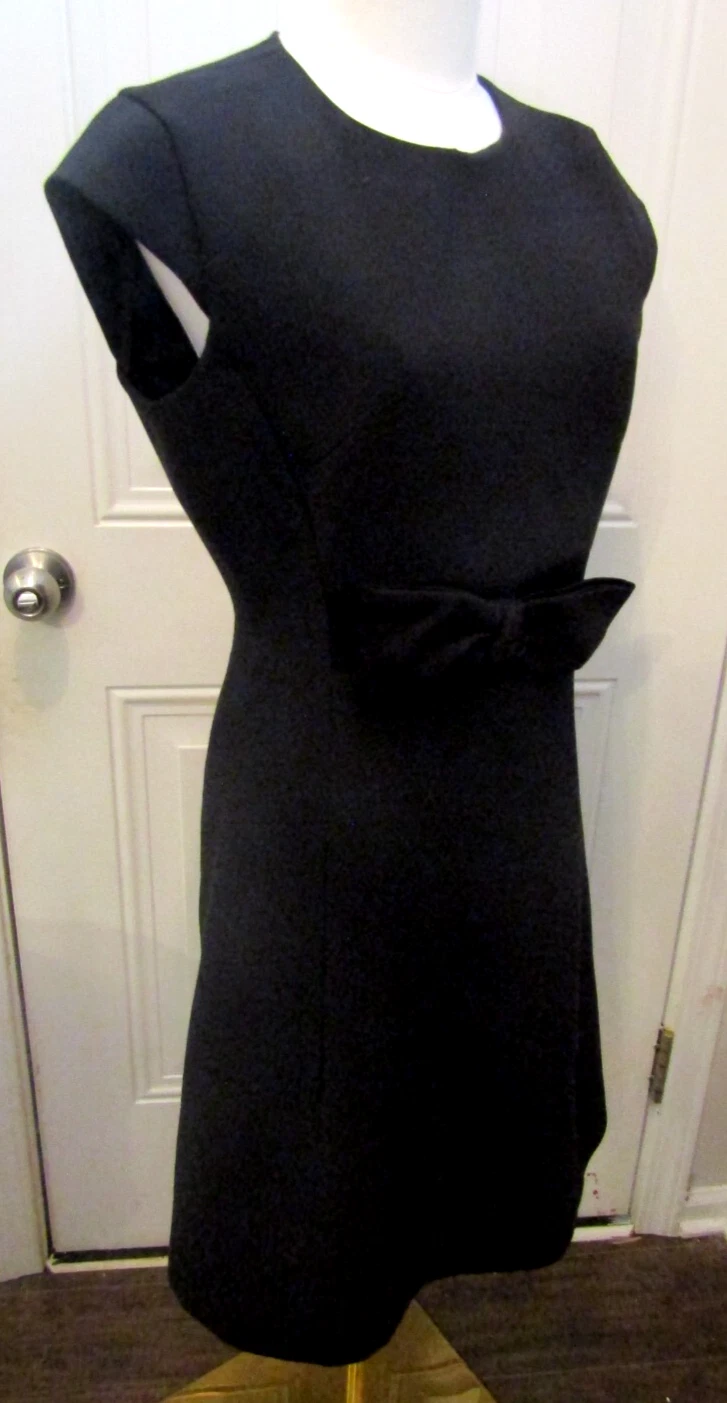 Abito Kate Spade nero fiocco crema de la crème elasticizzato crepe vendita al dettaglio $398 taglia 6