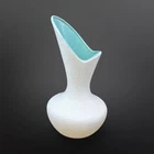 MCM Royal Haeger USA 413 White Lava Glaze Vase With Turquoise Interior 9” Tall